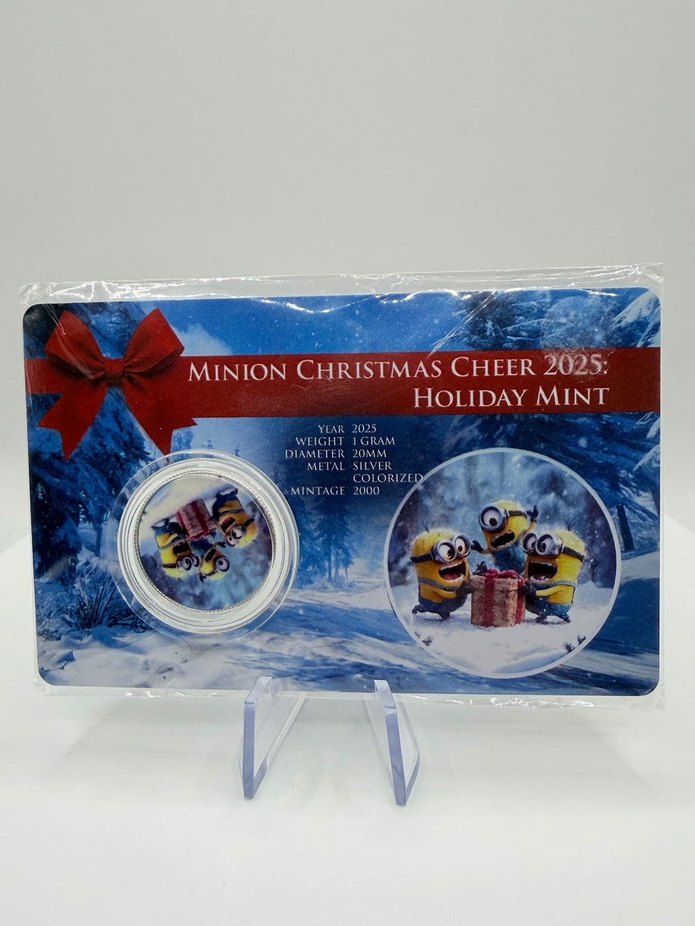Minions Christmas Cheer 2025 Holiday Mint Colorized Silver Coin Card